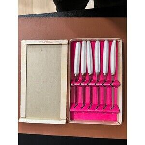 Vintage Regent Sheffield Steak Knife Set (6) Bakelite Catalin Handle